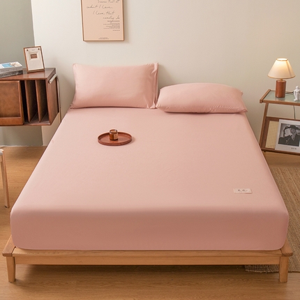 91家纺网 家纺一手货源 找家纺 暖季家纺 2025新款单层无印风防水床笠 防水-珊瑚粉