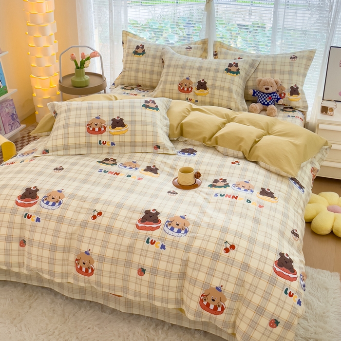 91家纺网 家纺一手货源 找家纺 春雨家居 2024新款全棉喷气印花系列单被套 萌趣时光