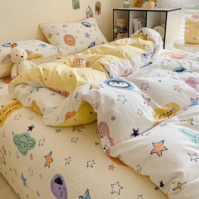 91家纺网 家纺一手货源 找家纺 羽爱家纺 2025全棉13372新疆棉花床盖四件套 星星睡了