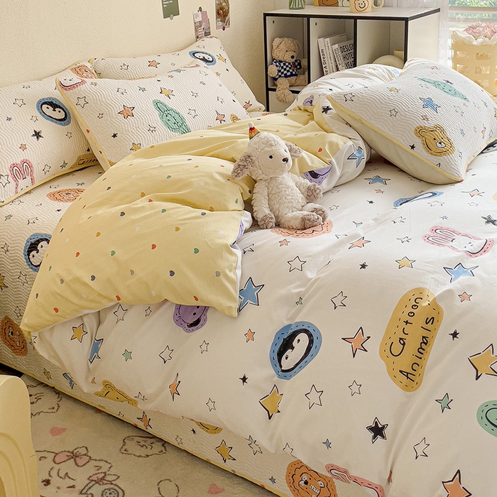 91家纺网 家纺一手货源 找家纺 羽爱家纺 2025全棉13372新疆棉花床盖三件套 星星睡了