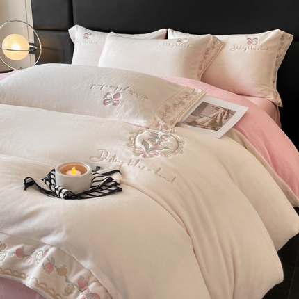 可以家居 2024新款超细旦全消光有机云绒四件套-赫拉 赫拉-奶昔白