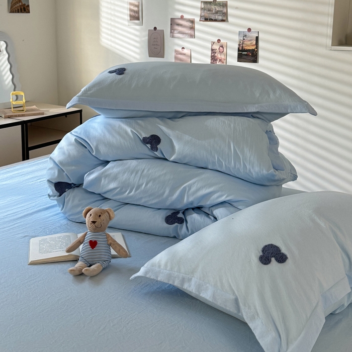 91家纺网 家纺一手货源 找家纺 布可家纺 2025新款水洗棉毛巾绣四件套 米奇-浅蓝