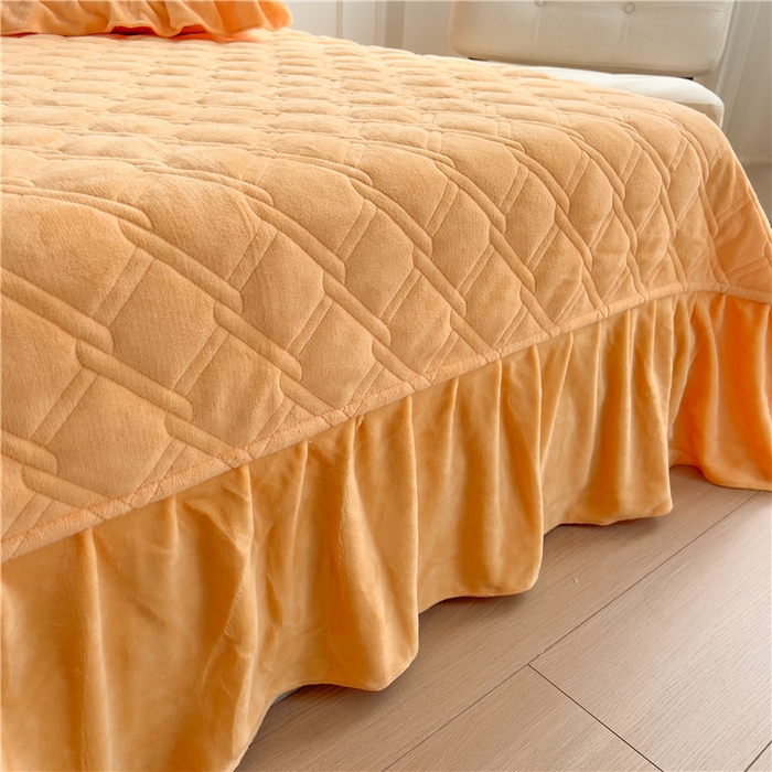 91家纺网 家纺一手货源 找家纺 十个点家纺 2024新款牛奶绒夹棉床盖三件套-唯美系列 唯美-秋桔