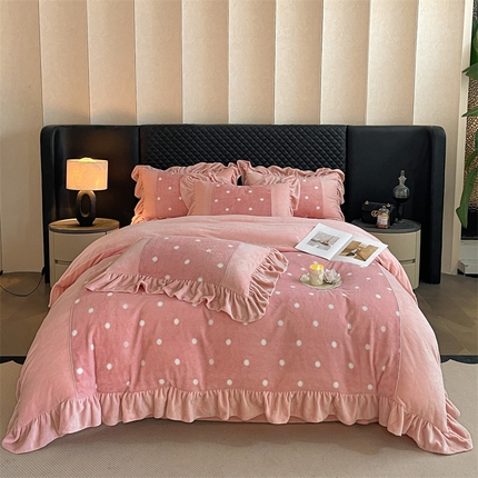 91家纺网 家纺一手货源 找家纺 爱家（原缔乐家居） 2024新款高克重兔毛绒印花四件套--茜茜公主 茜茜公主-公主粉