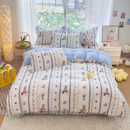 春雨家居 2024新款全棉喷气印花系列单被套 草莓花期