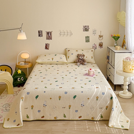 羽爱家纺 2025全棉13372新疆棉花床盖三件套 小兔萝莉