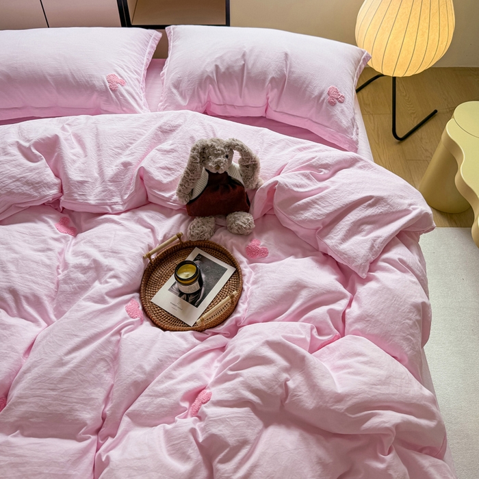 91家纺网 家纺一手货源 找家纺 布可家纺 2025新款水洗棉毛巾绣四件套 米奇-粉