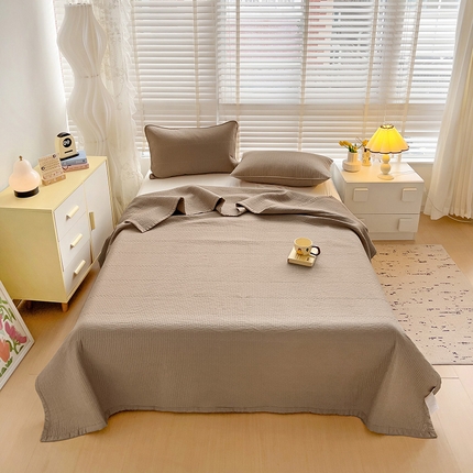 羽爱家纺 2024新款双面纯色全棉水洗床盖 咖啡色
