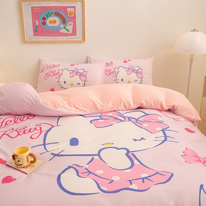 91家纺网 家纺一手货源 找家纺 睡棉坊 2024新款库洛米正版带标可拆洗冬被A版全棉13070B版豆豆绒单被套绒被子 甜心凯蒂