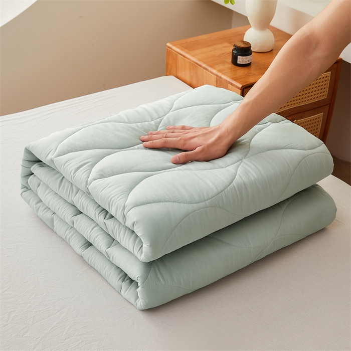 91家纺网 家纺一手货源 找家纺 3C 新款A类无染全棉抑菌棉花夹棉床护垫 无染-天空蓝