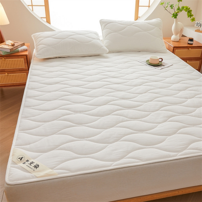 91家纺网 家纺一手货源 找家纺 3C 新款A类无染全棉抑菌棉花夹棉床护垫 无染-云朵白