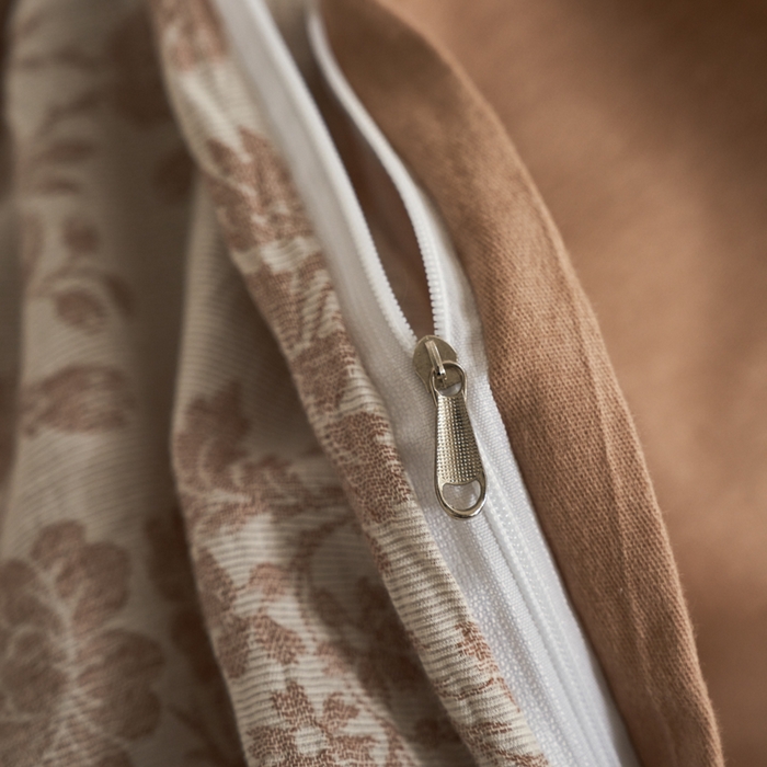 91家纺网 家纺一手货源 找家纺 慕尚家纺 2025新款磨毛提花双层纱四件套 清雅咖