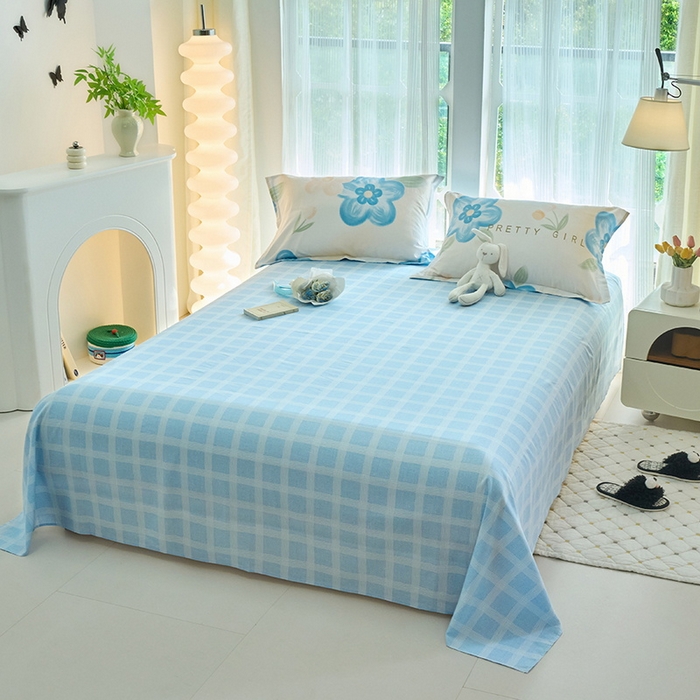 91家纺网 家纺一手货源 找家纺 珂博家纺 2024新款轻柔感全棉印花纯棉四件套蓝韵悠然