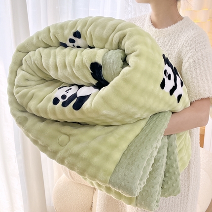 91家纺网 家纺一手货源 找家纺 （总）默忆 2025新款印花兔毛绒双面绒被子豆豆被兔兔绒冬被春秋被被芯