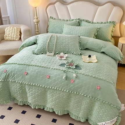 91家纺网 家纺一手货源 找家纺 （总）兴美佳家纺 2024新款水晶绒全加棉床盖四件套-冬之恋