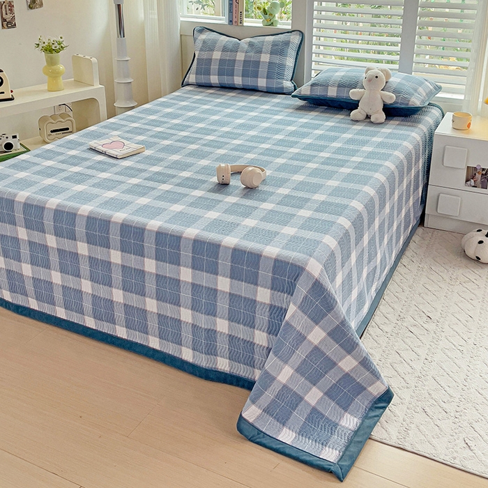 91家纺网 家纺一手货源 找家纺 羽爱家纺 2024新款全棉色织水洗宝宝绒床盖三件套 木兰