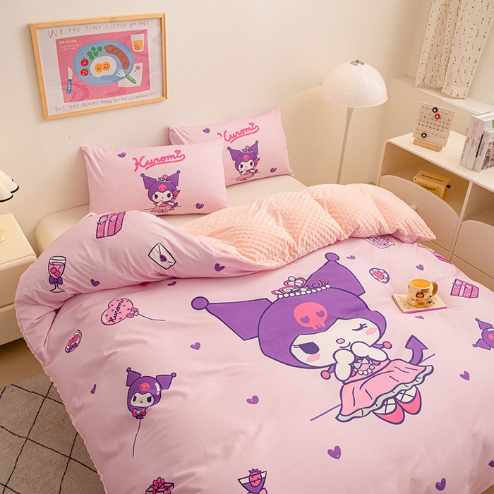 91家纺网 家纺一手货源 找家纺 睡棉坊 2024新款库洛米正版带标可拆洗冬被A版全棉13070B版豆豆绒单被套绒被子 礼盒库洛米