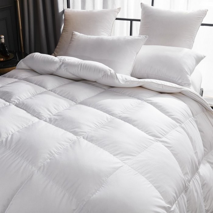 91家纺网 家纺一手货源 找家纺 （总）颐羽达 100支贡缎全棉鹅绒被被壳 纯色自充绒羽绒被半成品被套批发