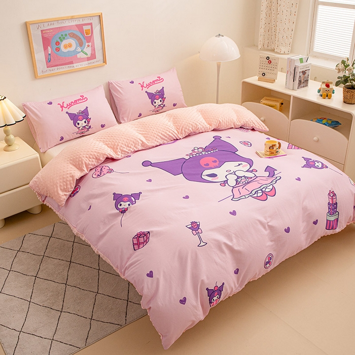 91家纺网 家纺一手货源 找家纺 睡棉坊 2024新款库洛米正版带标可拆洗冬被A版全棉13070B版豆豆绒单被套绒被子 礼盒库洛米