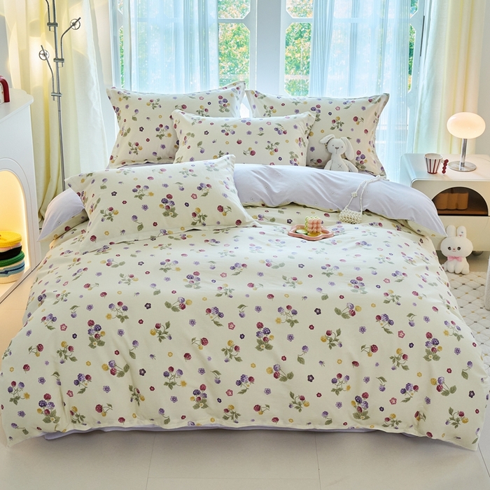 91家纺网 家纺一手货源 找家纺 珂博家纺 2024新款轻柔感全棉印花纯棉四件套松果叶语