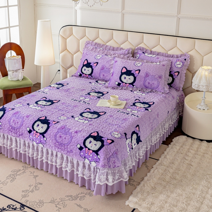 91家纺网 家纺一手货源 找家纺 美莱家纺 2024直播热款加厚秋冬牛奶绒床盖单件床罩床盖四件套 猫小姐