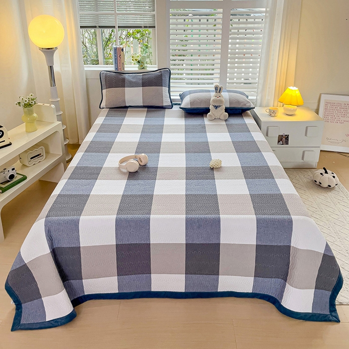 91家纺网 家纺一手货源 找家纺 羽爱家纺 2024新款全棉色织水洗宝宝绒床盖四件套 沁兰