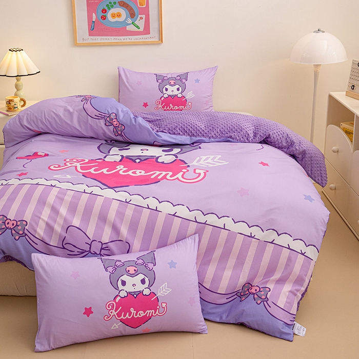 91家纺网 家纺一手货源 找家纺 睡棉坊 2024新款库洛米正版带标可拆洗冬被A版全棉13070B版豆豆绒单被套绒被子 甜心库洛米