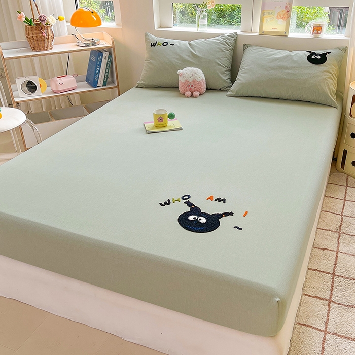 91家纺网 家纺一手货源 找家纺 （总）3C 2024新款全棉色织水洗棉可爱毛巾绣床笠