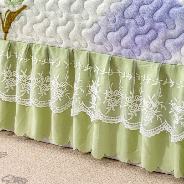 91家纺网 家纺一手货源 找家纺 美莱家纺 2024直播热款加厚秋冬牛奶绒床盖单件床罩床盖四件套 花意满满绿