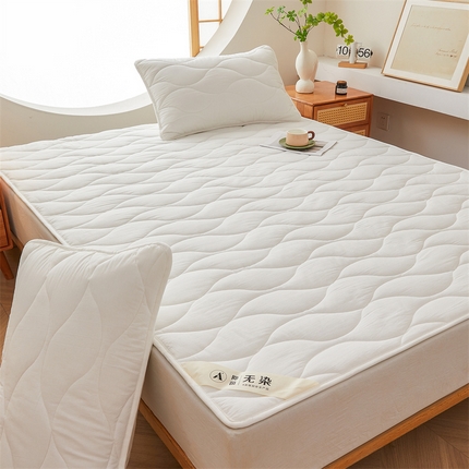 91家纺网 家纺一手货源 找家纺 3C 新款A类无染全棉抑菌棉花夹棉床护垫 无染-云朵白