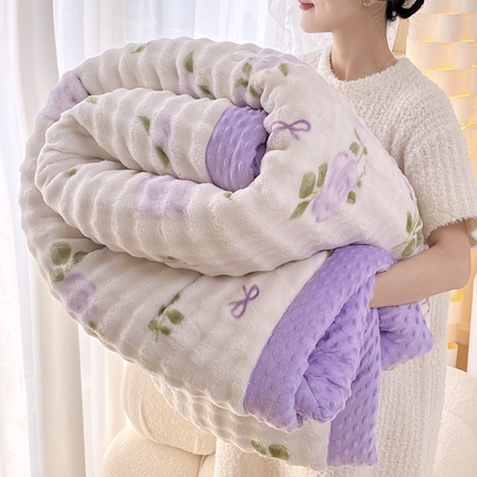 91家纺网 家纺一手货源 找家纺 （总）默忆 2025新款印花兔毛绒双面绒被子豆豆被兔兔绒冬被春秋被被芯