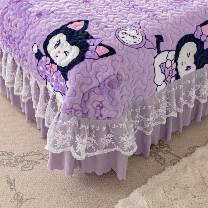 91家纺网 家纺一手货源 找家纺 美莱家纺 2024直播热款加厚秋冬牛奶绒床盖单件床罩床盖四件套 猫小姐