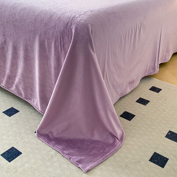 91家纺网 家纺一手货源 找家纺 兴美佳家纺 2024新款水晶绒全加棉床盖四件套-冬之恋 冬之恋-紫色