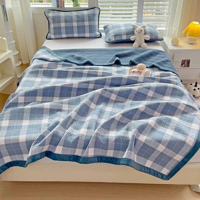 91家纺网 家纺一手货源 找家纺 羽爱家纺 2024新款全棉色织水洗宝宝绒床盖三件套 木兰