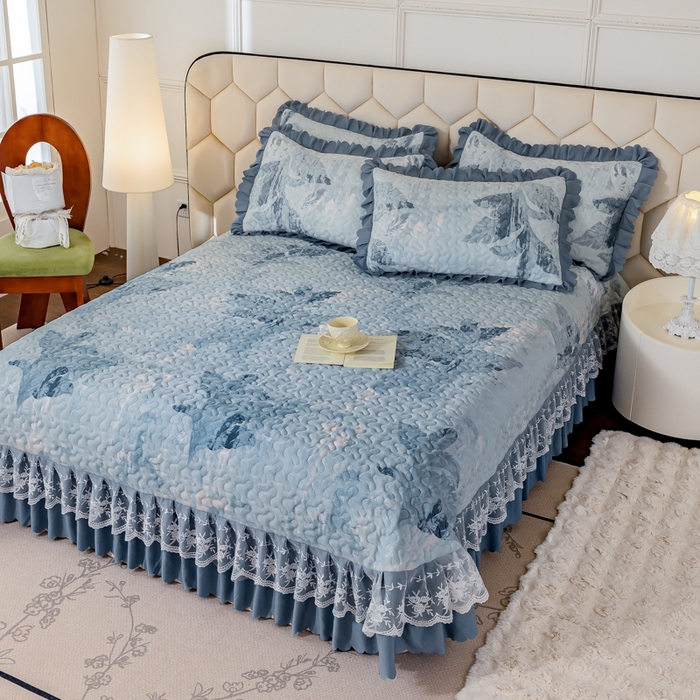 91家纺网 家纺一手货源 找家纺 美莱家纺 2024直播热款加厚秋冬牛奶绒床盖单件床罩床盖四件套 一叶知秋