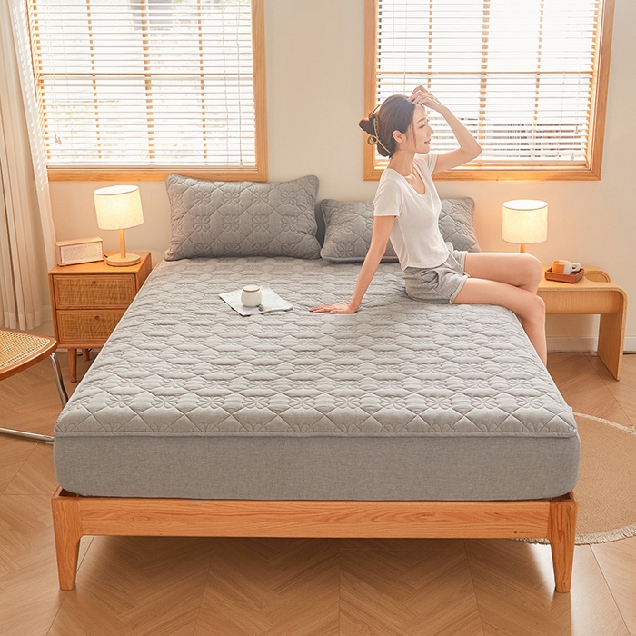 91家纺网 家纺一手货源 找家纺 （总）3C 2024新款全棉水洗棉夹棉床笠-浅语系列