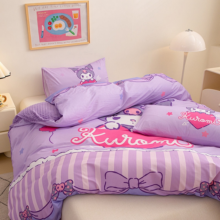 91家纺网 家纺一手货源 找家纺 睡棉坊 2024新款库洛米正版带标可拆洗冬被A版全棉13070B版豆豆绒单被套绒被子 甜心库洛米