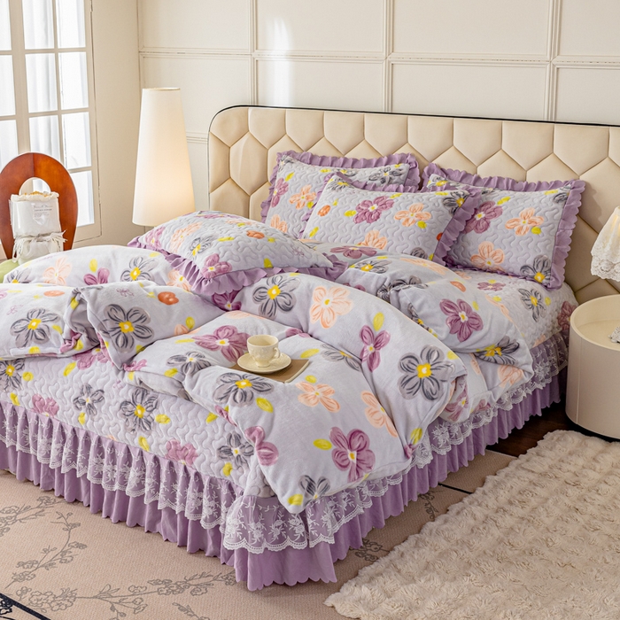 91家纺网 家纺一手货源 找家纺 美莱家纺 2024直播热款加厚秋冬牛奶绒床盖单件床罩床盖四件套 夏花