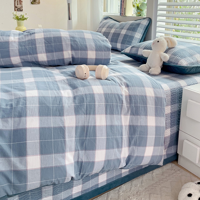 91家纺网 家纺一手货源 找家纺 羽爱家纺 2024新款全棉色织水洗宝宝绒床盖四件套 木兰