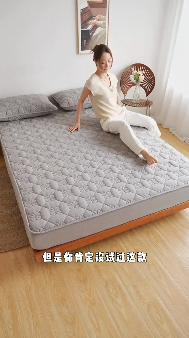 91家纺网 家纺一手货源 找家纺 3C 2024新款全棉水洗棉夹棉床笠-浅语系列 浅语-烟灰