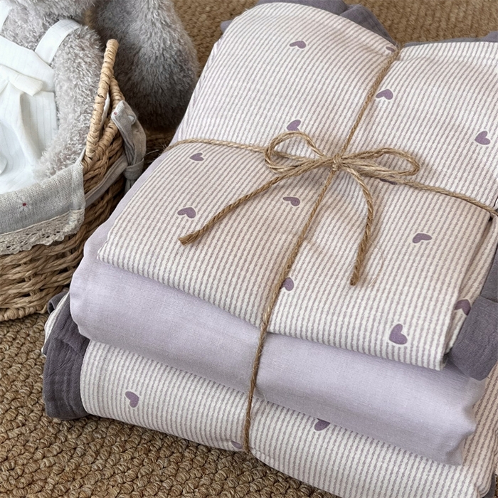 91家纺网 家纺一手货源 找家纺 荣轩 2024新款全棉印花双层纱四件套 皱皱纱花边款 花边香草泡芙