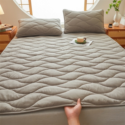 3C 新款A类无染全棉抑菌棉花夹棉床护垫 无染-岩石灰