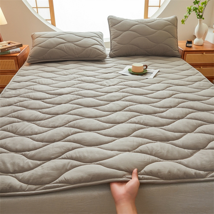 91家纺网 家纺一手货源 找家纺 3C 新款A类无染全棉抑菌棉花夹棉床护垫 无染-岩石灰