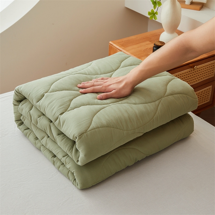 91家纺网 家纺一手货源 找家纺 3C 新款A类无染全棉抑菌棉花夹棉床护垫 无染-青果绿