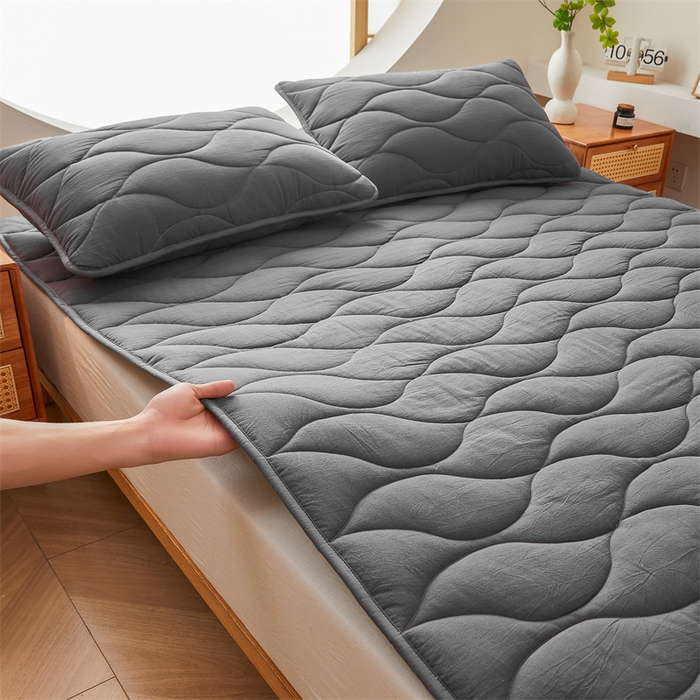 91家纺网 家纺一手货源 找家纺 3C 新款A类无染全棉抑菌棉花夹棉床护垫 无染-星辰灰