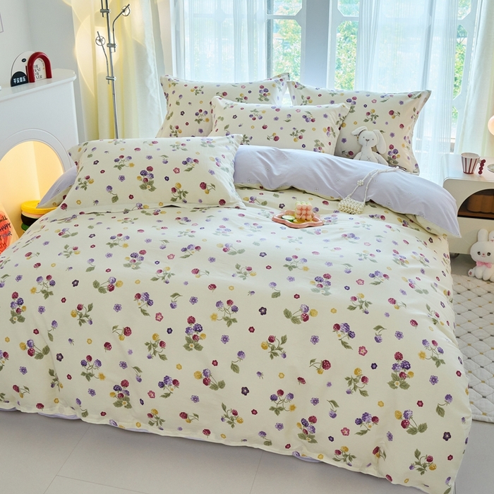 91家纺网 家纺一手货源 找家纺 珂博家纺 2024新款轻柔感全棉印花纯棉四件套松果叶语