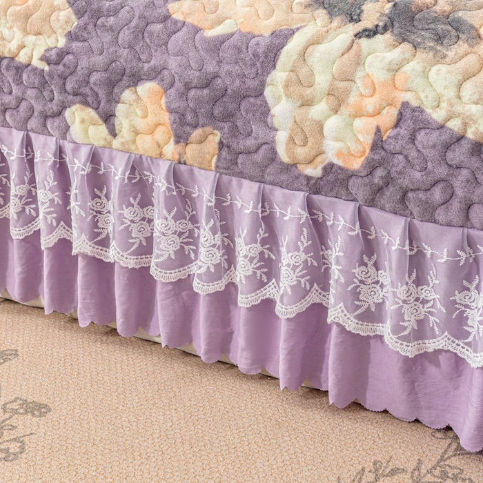 91家纺网 家纺一手货源 找家纺 美莱家纺 2024直播热款加厚秋冬牛奶绒床盖单件床罩床盖四件套 秘境花朵