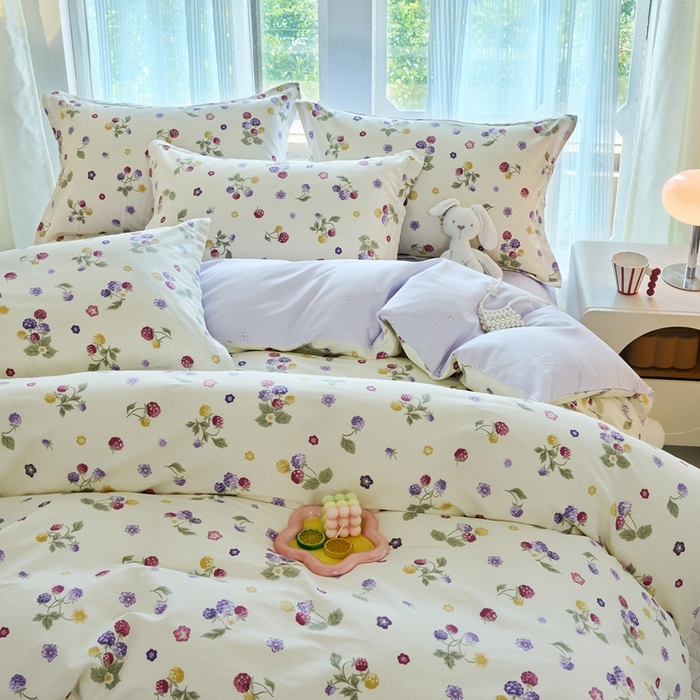 91家纺网 家纺一手货源 找家纺 珂博家纺 2024新款轻柔感全棉印花纯棉四件套松果叶语