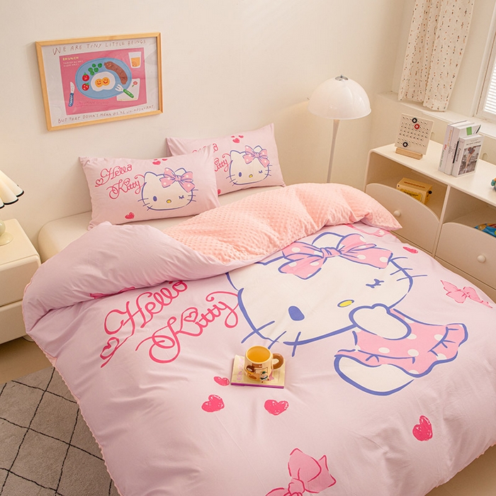 91家纺网 家纺一手货源 找家纺 睡棉坊 2024新款库洛米正版带标可拆洗冬被A版全棉13070B版豆豆绒单被套绒被子 甜心凯蒂