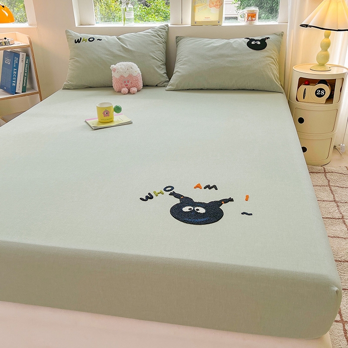 91家纺网 家纺一手货源 找家纺 （总）3C 2024新款全棉色织水洗棉可爱毛巾绣床笠